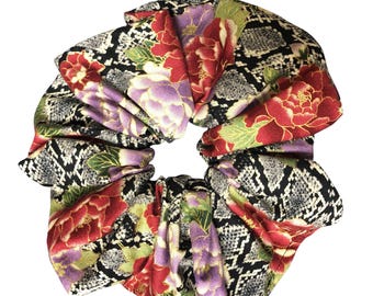 Kimono-Haargummi, japanisches Accessoire, übergroßer Haargummi mit Schlangenmotiv, Haargummis, Haarschmuck, Haargummi, japanisches Geschenk für sie 【SCHLANGENBLUME】