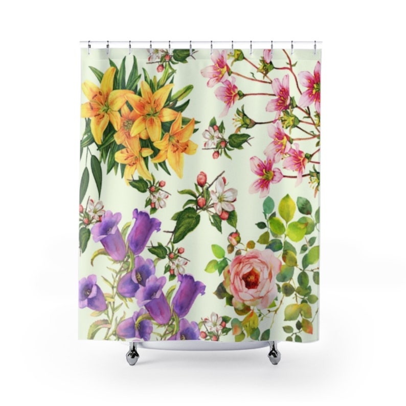 Garden Floral Paradise Shower Curtains, Spring Blooming Flowers Bathroom buying Curtain, Waterproof Fabric, Home Decor Gifts