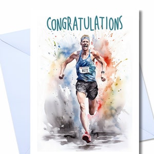 Glückwunschkarte für Läufer, Gut gemacht Grußkarte, Geschenk für Läufer, Marathon Karte, Marathon Finisher Karte, Viel Glück Lauf Karte
