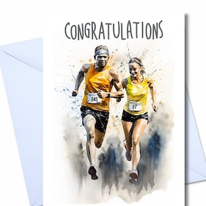 Glückwunschkarte für Läufer, Well Done-Grußkarte, Geschenk für Läufer, Marathon-Karte, Marathon-Finisher-Karte, Glücksbringer-Laufkarte