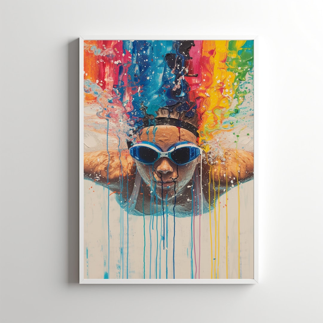 Colorful Swimmer Art Print: Abstract Expressionism (digital Download ...