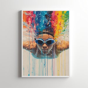 Swimming Poster, Swimming Wall Art Print, Swimmers Gift, Water Print, Swimming Pool, Sea Swim Digital Download Printable Sports Gift