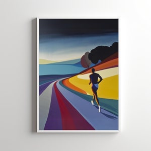 Arte de pared para correr, regalo para correr, regalo de maratón, impresión para correr, arte de pared de maratón, póster para correr, arte de pared colorido, regalo deportivo imprimible