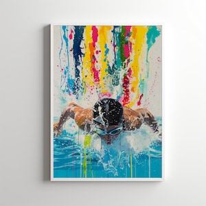 Swimming Poster, Swimming Wall Art Print, Swimmers Gift, Water Print, Swimming Pool, Sea Swim Digital Download Printable Sports Gift