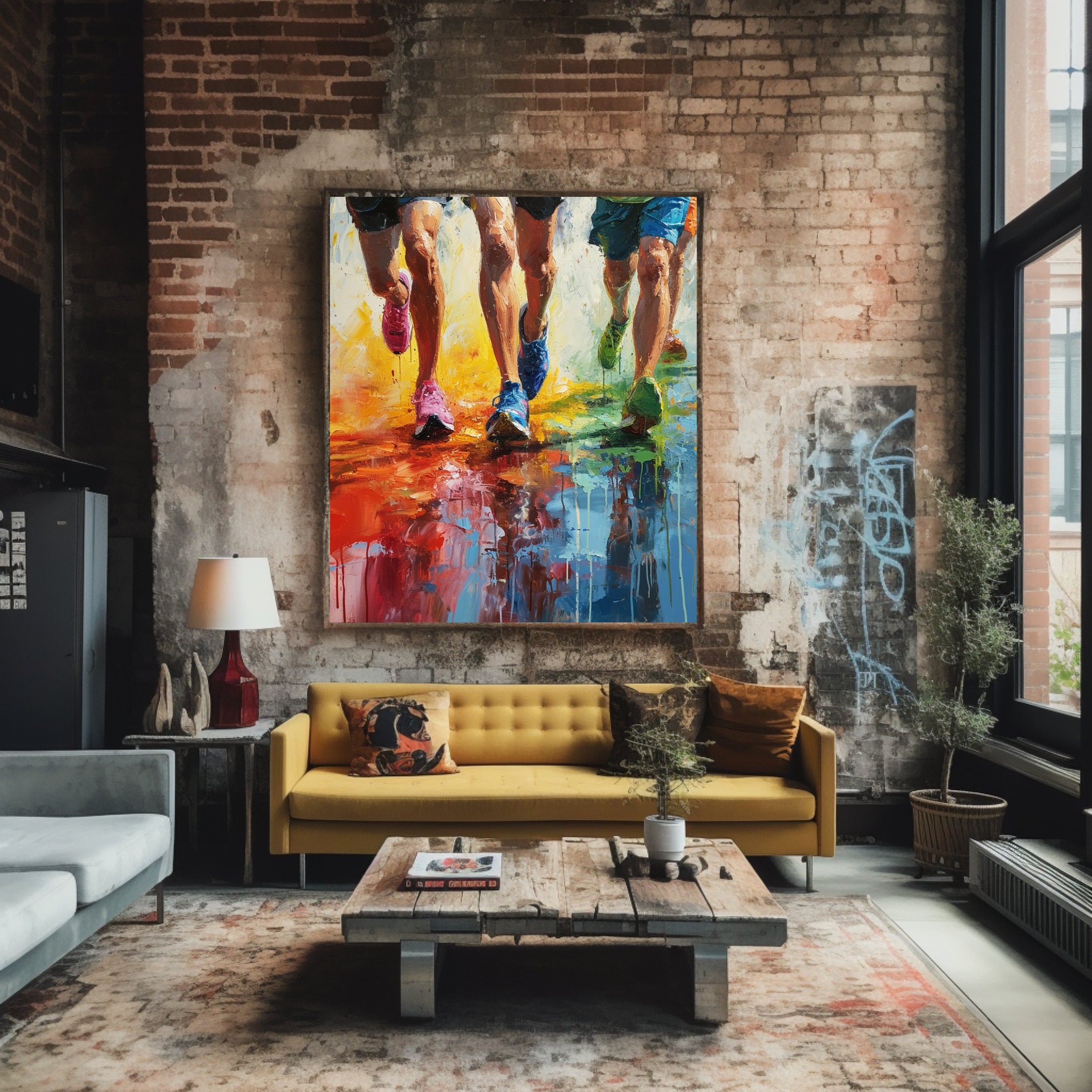 Abstract Running Art Print: Colorful Marathon Runner (digital Download ...