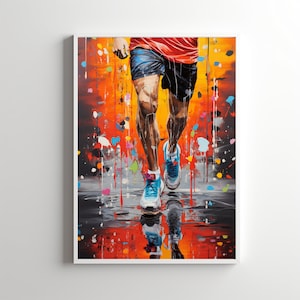 Colourful Abstract Running Poster, Running Print Gift For Runner, Wall Art Print, Printable Art, Parkrun Digital Art, Home Gift, Home Prints