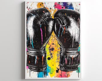 Lámina artística abstracta de guantes de boxeo: Decoración de gimnasio (descarga digital)