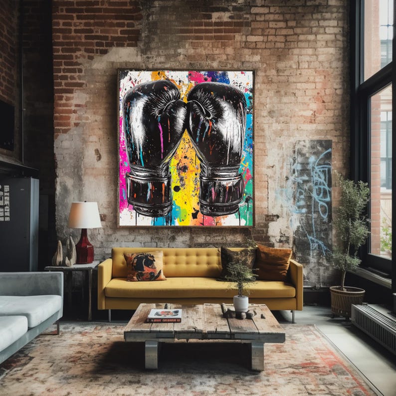 Boxing Gloves Art Print, Abstract Art | Gym Art, Boxing Decor for Gym ...