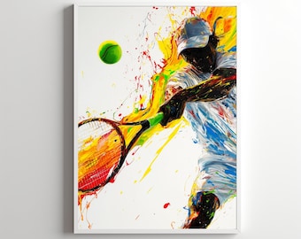 Abstract Tennis Player Art Print: Colorful Sports Wall Decor (Digital Download)