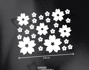 Pegatinas gigantes de flores de cerezo Sakura para coche / Hoja de 25 pegatinas para personalización / Paquete de mejora de la decoración