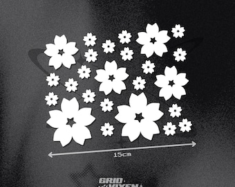Sakura Kirschblüte-Auto-Abziehbild | 25-teiliger Stickerbogen zur Individualisierung | Boosterpackung