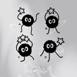 Soot Sprites Inspired Vinyl Decal Set | Ghibli Anime Fuelled by Soot Sprites Bumper Sticker | Approx 8cm