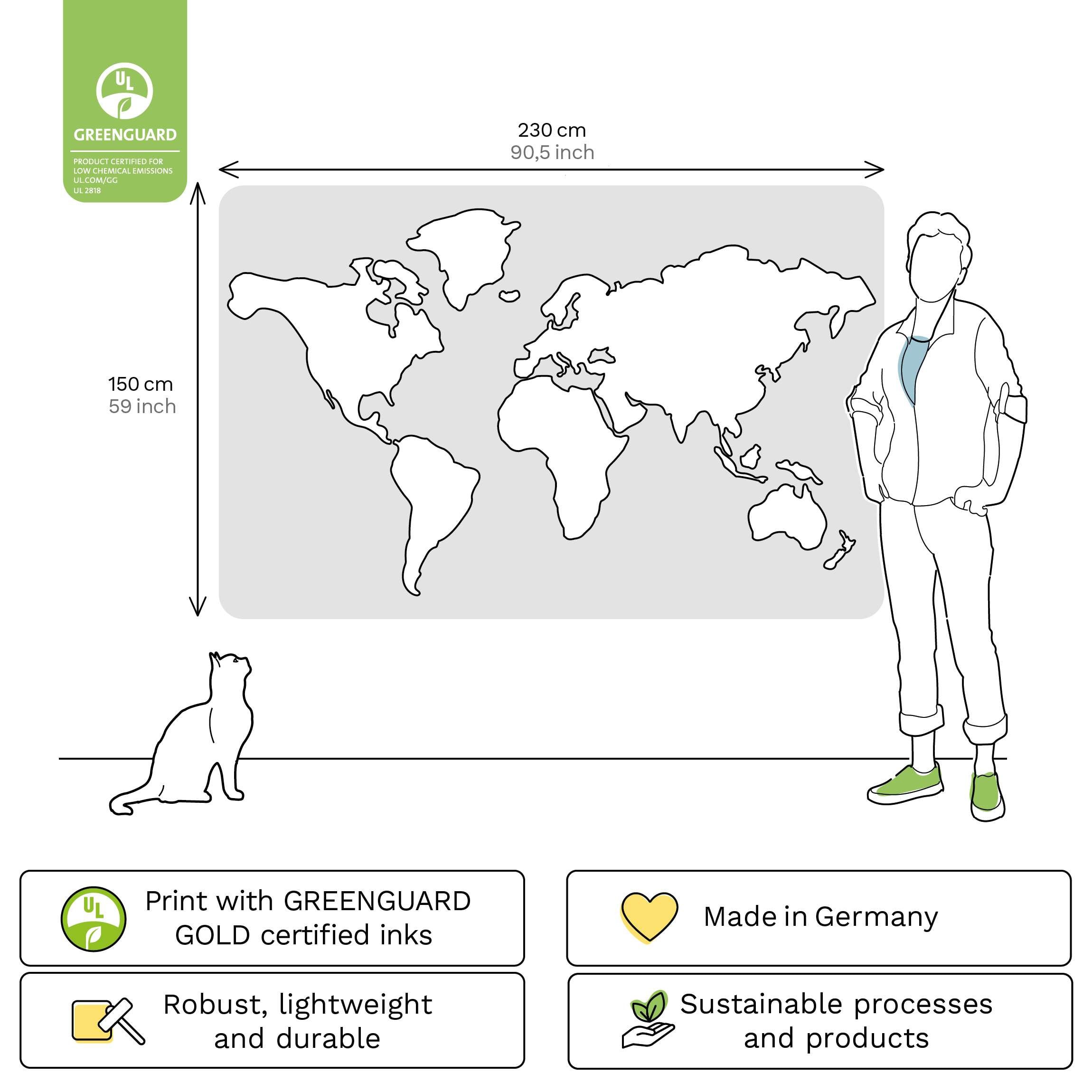 Weltkarte Poster Kinder Weltkarte Für Kinder // Alle Länder Und Kontinente  // Din A1 // Politische Karte // Beige Kinderzimmer Deko, image size:2300x2300