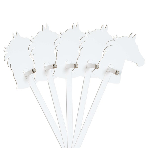 Cheval bâton en carton - Set cheval blanc à colorier & décorer avec des stickers | Jouets en carton Colorier Enfants Fille Chambre d'enfant