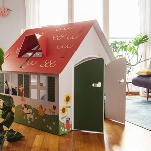 Maison de jeu en carton avec motif | cabane en carton jouer à la tente Peinturer jouet enfants à colorier