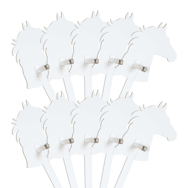 Cavallo con bastone di cartone - Set cavallo bianco da colorare & decorare con adesivi | Giocattoli di cartone dipinte bambini Asilo nido