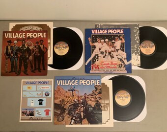 LOT 5 Village People Vintage Vinyl Records YMCA Macho Man Live Sleazy Can't Stop