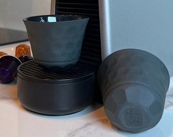 Matte Black Espresso Cup Set, Handmade Porcelain Espresso Cups, Ceramic Small Coffee Cups, Cool Handleless Cup, Handleless travel coffee mug