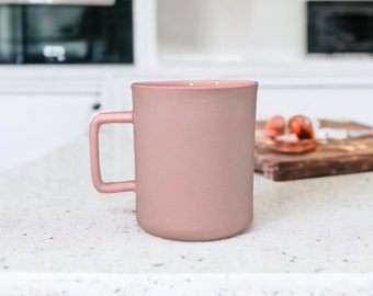 Handmade Pink Large Porcelain Mug, Microwave Safe, Hand Crafted Big Coffee Cup, Unique Gift for Coffee Lovers, 12 Oz or 350 ml