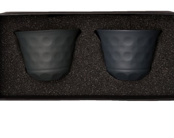 Handmade Matte Black Porcelain Espresso Cup Set - Stylish Handless Travel Mug for Coffee Lovers and Housewarming Gifts, Flat White, Cortado