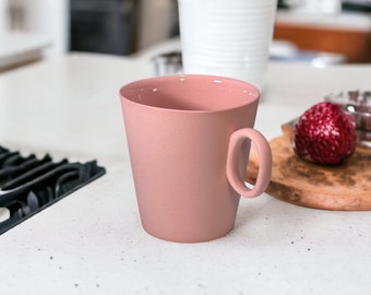 Taza de porcelana fina rosa rubor, taza blanca plana o taza americana, taza de viaje de porcelana de lujo, taza amante del café con caja de regalo especial