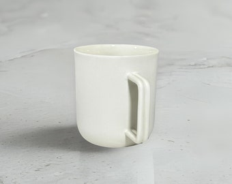 Handmade White Porcelain Coffee Mug, Natural Clay Color Matte White Coffee Cup, Artisan Ultra Fine Porcelain Mug, High Quality Ceramic Mug