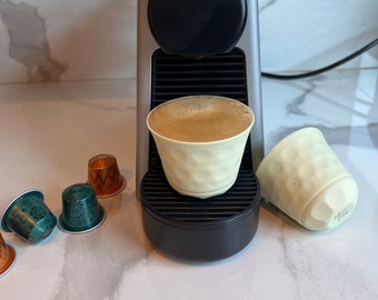 Yellow Espresso Cups Set of 2, Handmade Ceramic Coffee Cups - Modern Porcelain Handleless Mug, Small Cups for Macchiato and Cortado, 3.5oz