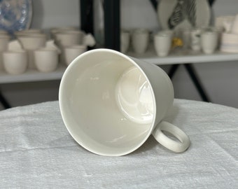 Tasse à café en porcelaine fine, blanc naturel mat, tasse à café et thé moderne faite à la main, passe au lave-vaisselle, cadeau pour lui, cadeau amateur de café