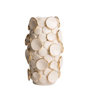 Handmade ceramic small vase. White and gold decorative vase. Porcelain bud vase for centerpiece. Every details shaped by hand. Dimensions 6cmx6cmx16cm