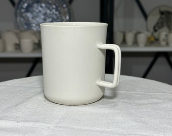 12 oz Matte White Porcelain Large Coffee Mug, Natural Clay Color Mug, Handmade Organic Mug, Fine Porcelain Large Coffee Cup, White Tea Cup