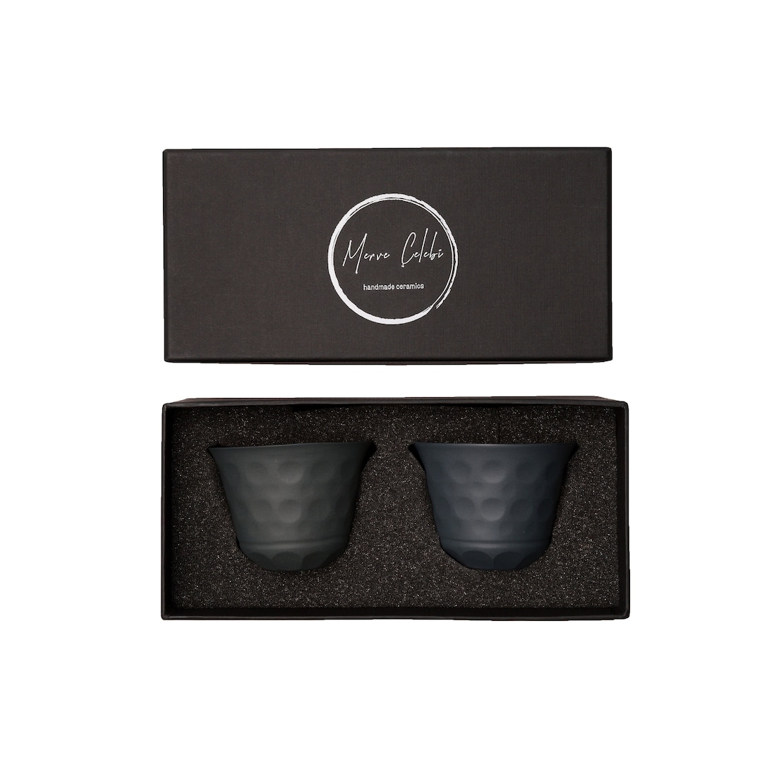 Handmade Matte Black Porcelain Espresso Cup Set Stylish Handless Travel