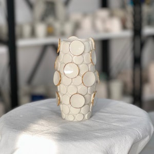 Gold and White Porcelain Bud Vase, Luxury Glazed Vase, White Ceramic Vase for Centerpiece and Single Flower, Small Bud Vase for Wedding image 2