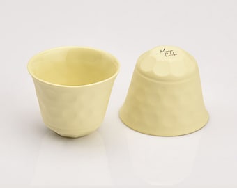 Handmade Yellow Ceramic Espresso Cup Set Of 2, Sake Cup, Porcelain Small Handleless Coffee Mug, Espresso Lover gift, Christmas Gift Guide