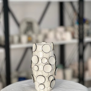 Small Black and White Vase, Decorative Vase for Flowers, Modern Ceramic Vase, Handmade Bud Vase, Mid Century Modern Vase, Gift for the home image 5