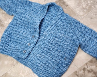 Handmade Infant Baby Button Up Cardigan Sweater Sky Blue