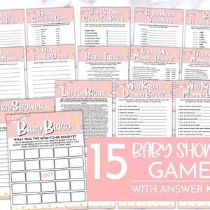 15 Printable Pink Elephant Baby Shower Game Bundle | Baby Girl Baby ...