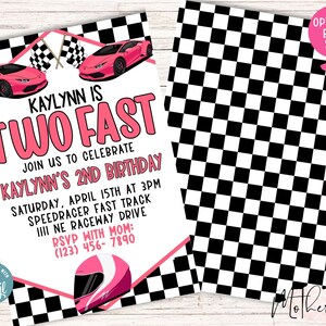 Two Fast 2nd Birthday Party Invitation Card + Printable Birthday ...