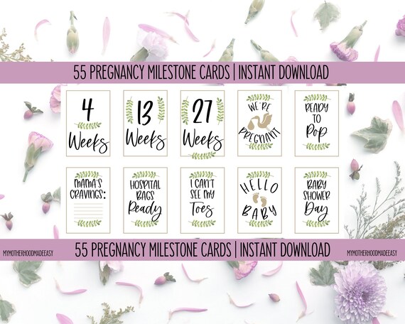 55 Printable Pregnancy Milestone Cards Minimalist Pregnancy | Etsy