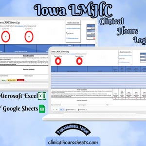 Iowa LMHC, Clinical Hours Tracker, Supervision Log for Temporary Licensed Mental Health Counselor - Counseling Graduation Gift