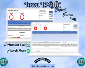Iowa LMHC, Clinical Hours Tracker, Supervision Log for Temporary Licensed Mental Health Counselor - Counseling Graduation Gift