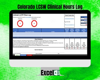 Colorado, LCSW hour tracker, clinical hours log, clinical supervision notes, social work supervision, msw graduation gift