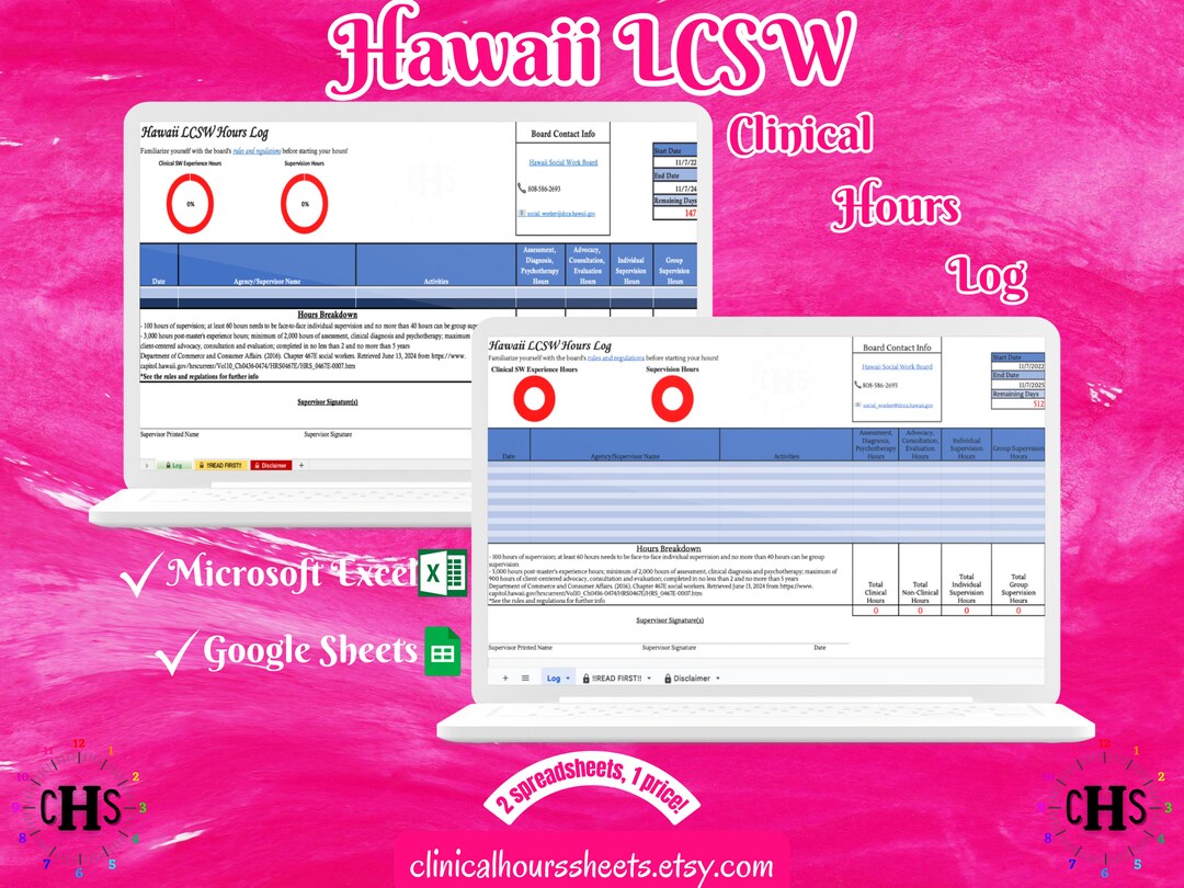 Hawaii, LCSW Hours Tracker, Clinical Supervision Form for Master Social