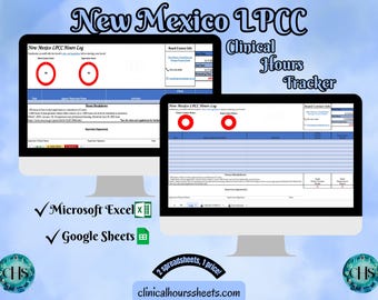 New Mexico LPCC, Clinical Hours Tracker, Supervision Log for Licensed Mental Health Counselor - Counseling Graduation Gift