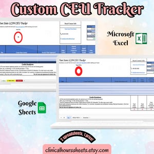 Custom CEU Tracker, Continuing Education Professional Development Plan Template - Healthcare Worker, Teacher, and Other Professionals Gift