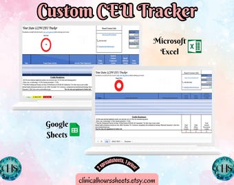 Custom CEU Tracker, Continuing Education Professional Development Plan Template - Healthcare Worker, Teacher, and Other Professionals Gift