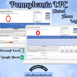 Pennsylvania LPC, Clinical Hours Tracker, Supervision Log for Provisional Licensed Professional Counselor - Counseling Graduation Gift