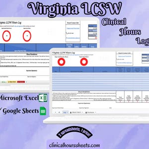 Virginia, LCSW-urentracker, logboek klinisch toezicht voor master maatschappelijk werker - MSW-student of MSW-afstudeercadeau