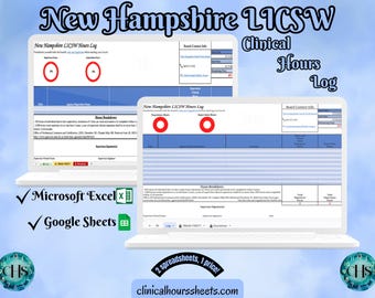 LICSW de New Hampshire, Rastreador de Horas Clínicas, Registro de Supervisão para Assistente Social Mestre - Estudante de MSW ou Presente de Formatura de MSW