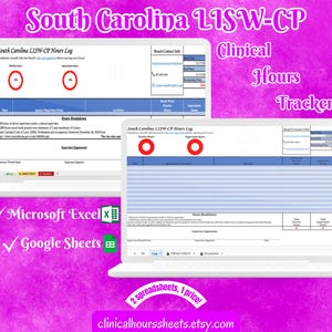 South Carolina LISW-CP, Clinical Hours Tracker, Supervision Log per Master Social Worker - Student o MSW Graduation Gift