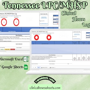 Tennessee LPC/MHSP, Clinical Hours Tracker, Supervision Log for Licensed Professional Counselor - Counseling Graduation Gift